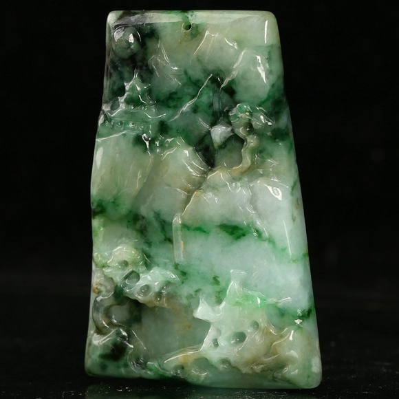 Cert'd 2 Color Natural Grade A Jade jadeite Pendant landscape 山水 - Picture 6 of 9